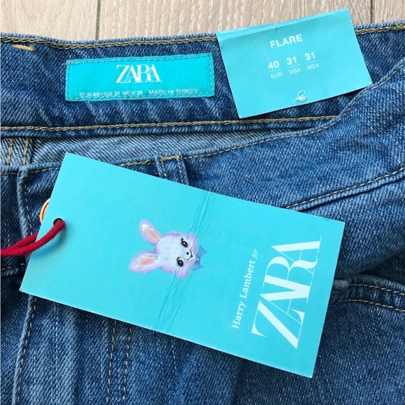 NWT Zara x Harry Lambert Cutie Chaos Flare Jeans Size 31 - Picture 11 of 14
